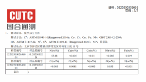 Chemical composition analysis of nickel and titanium