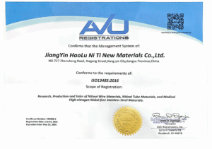 ISO13485 HAOLU NITINOL MANUFACTURER